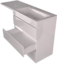 Style Line Тумба с раковиной Даллас 150 R 3 ящика под стиральную машину – фотография-5